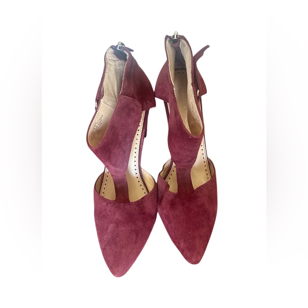 ADRIENNE VITTADINI, Women's Burgundy Suede Pointed Toe Ankle Strap Heels,Sz 81/2